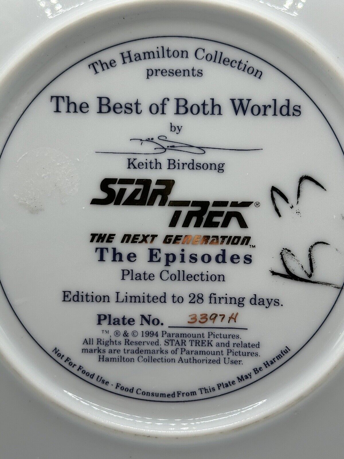 Star Trek: The Next Generation, the Best of Both Worlds, Hamilton Coll. Plate