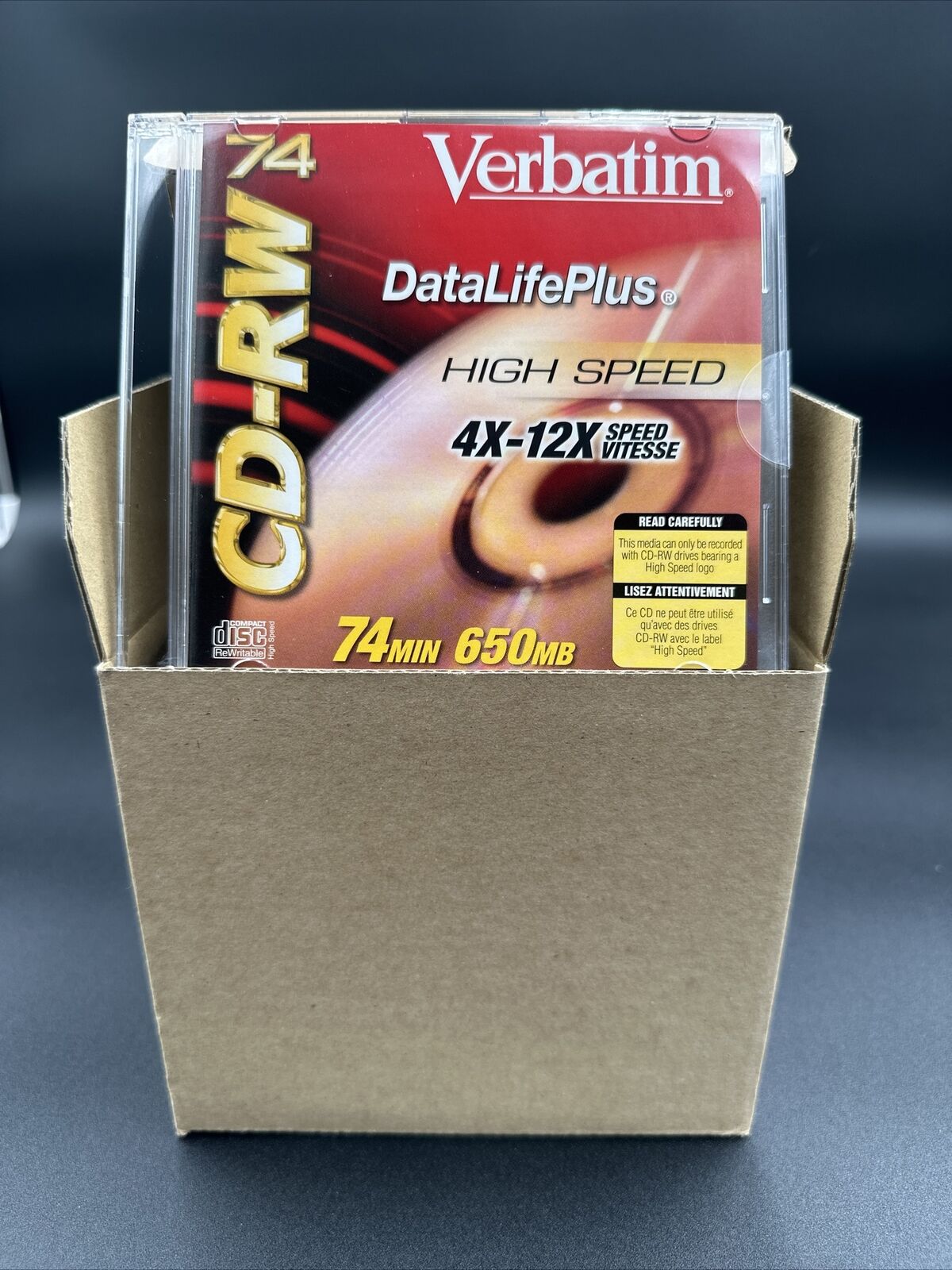 NEW Verbatim Data Life Plus CD-RW W/ Cases 74 Min 650 MB Pack of 20