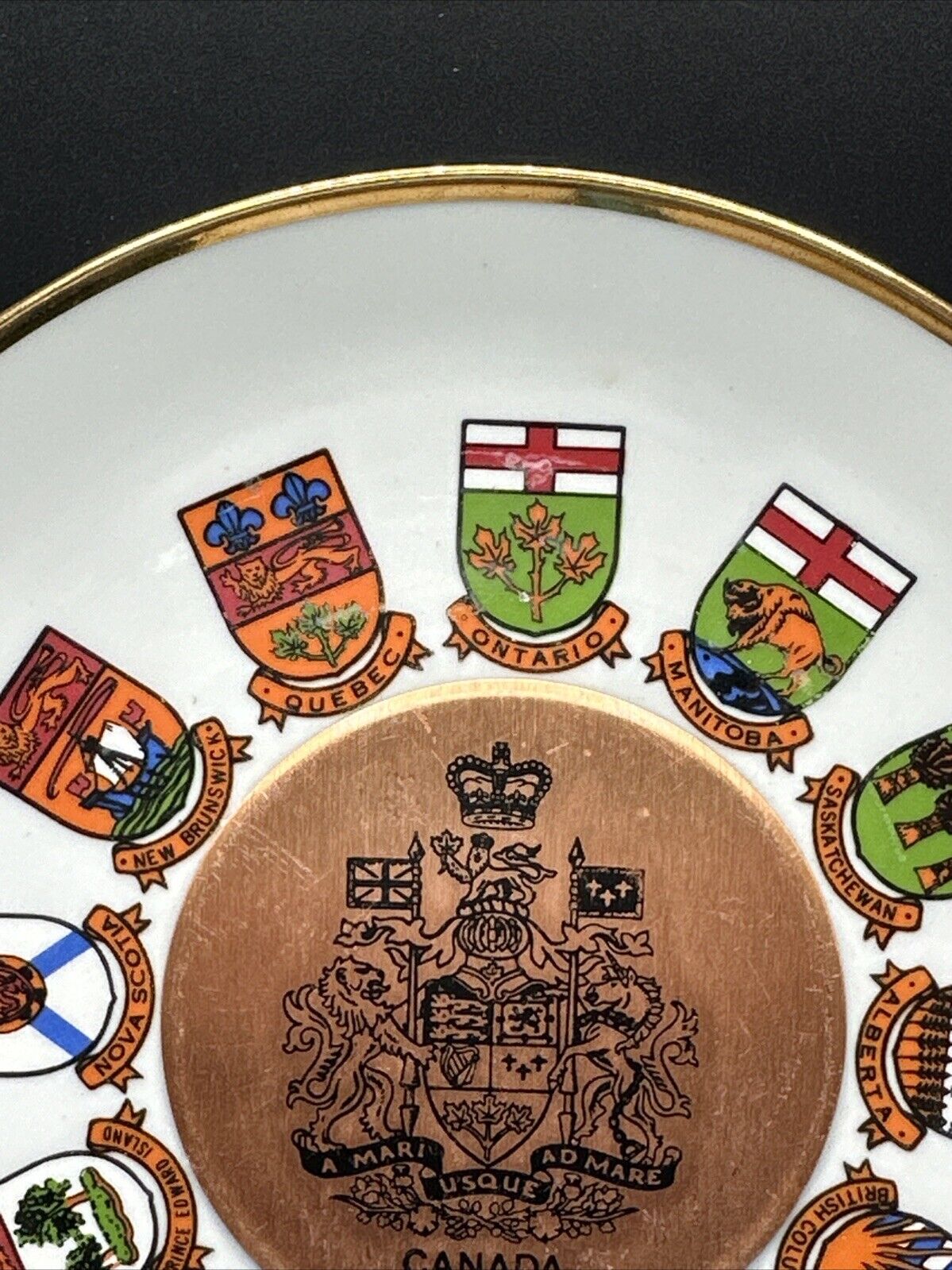 Royal Arms Canada Motto A Mari Usque Ad Mare From Sea to Sea Decorative Plate