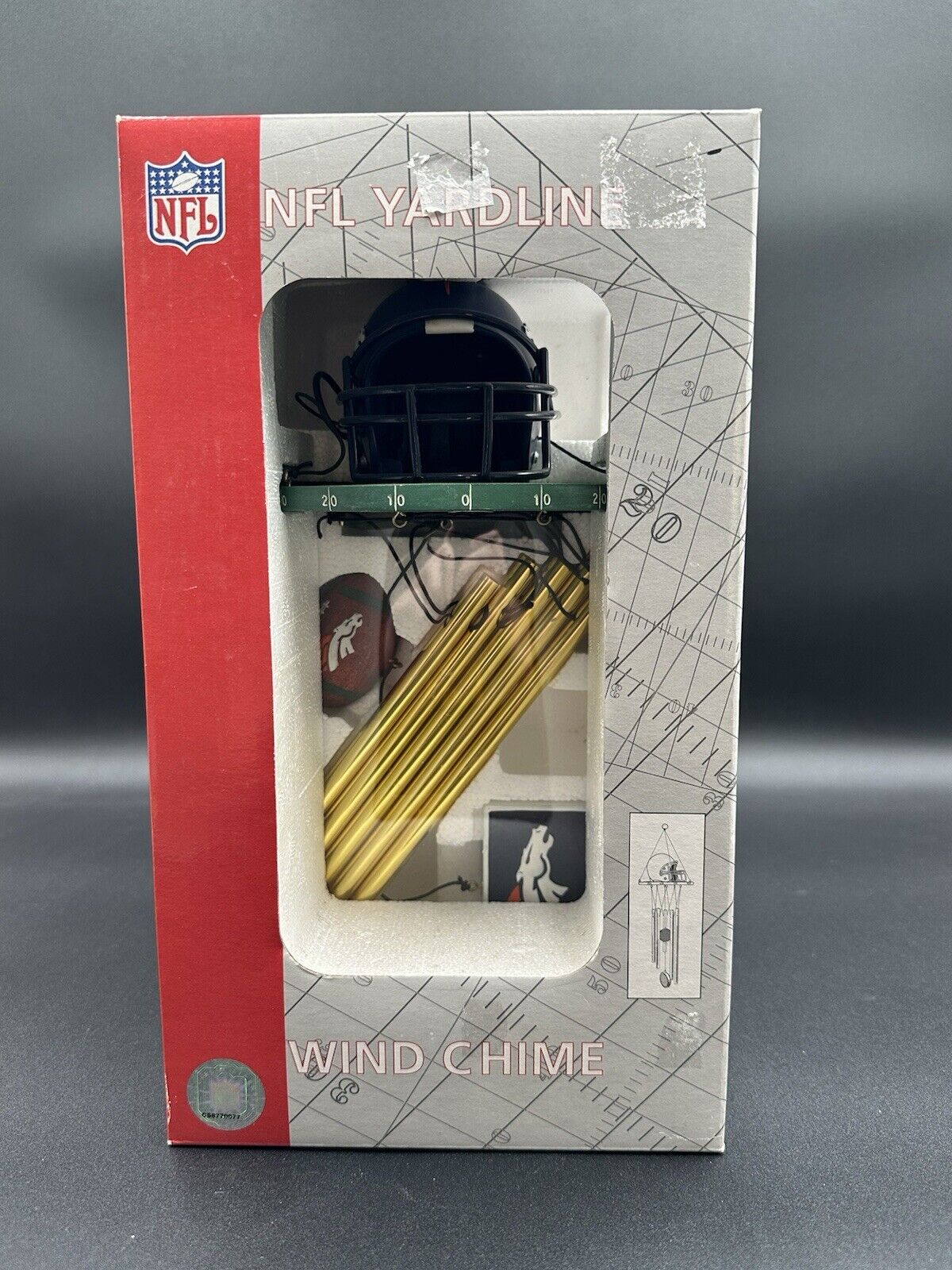 NFL, New In Box - Denver Broncos Wind Chimes by Yardline - Football Helmet Top