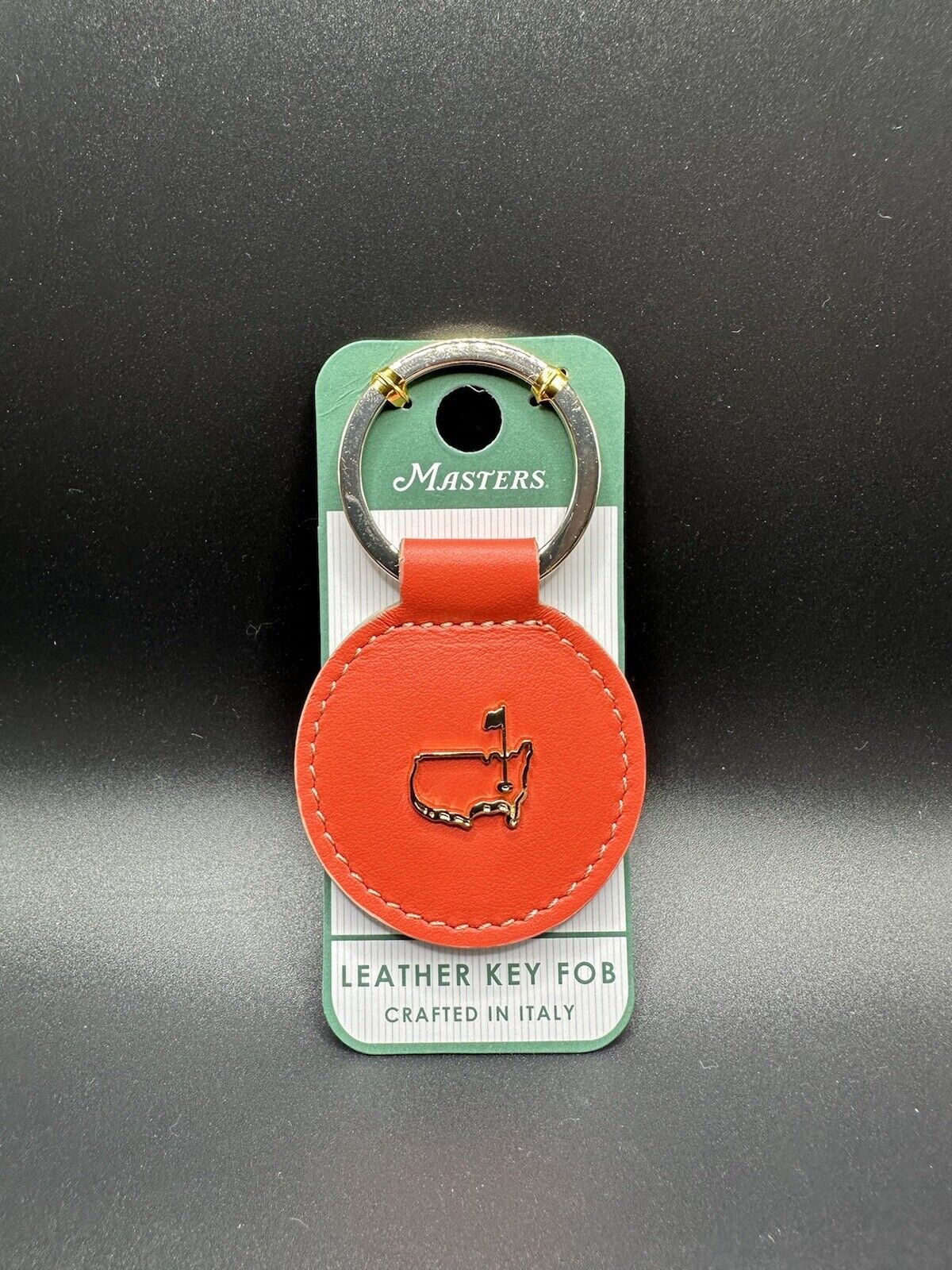 2024 *NEW* Augusta Masters CORAL ITALIAN LEATHER KEY FOB KEYCHAIN