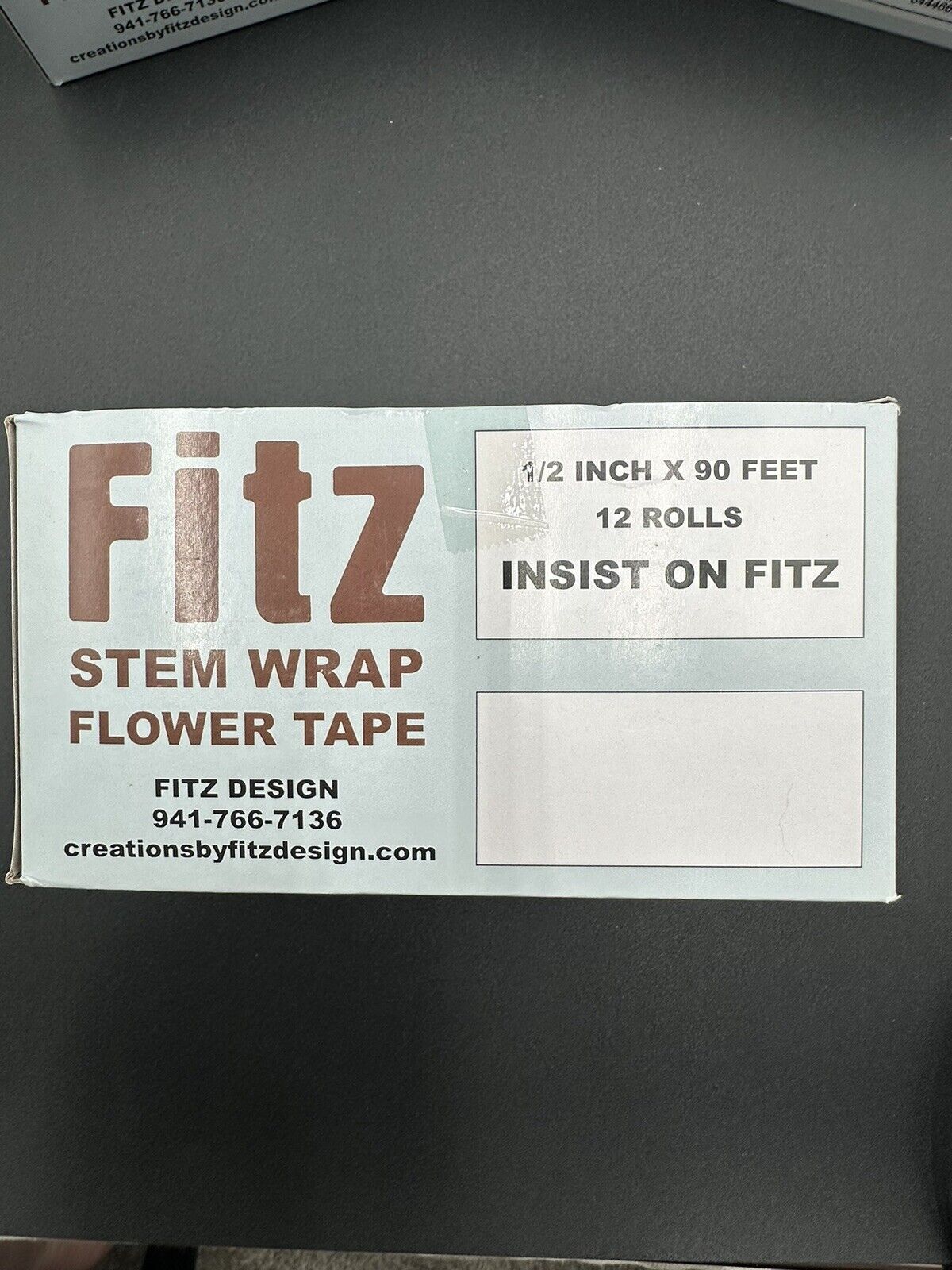 1 x Fitz Stem Wrap Flower Tape Adhesive 1/2" x 90' 12 Rolls Pack Green FT2204GR