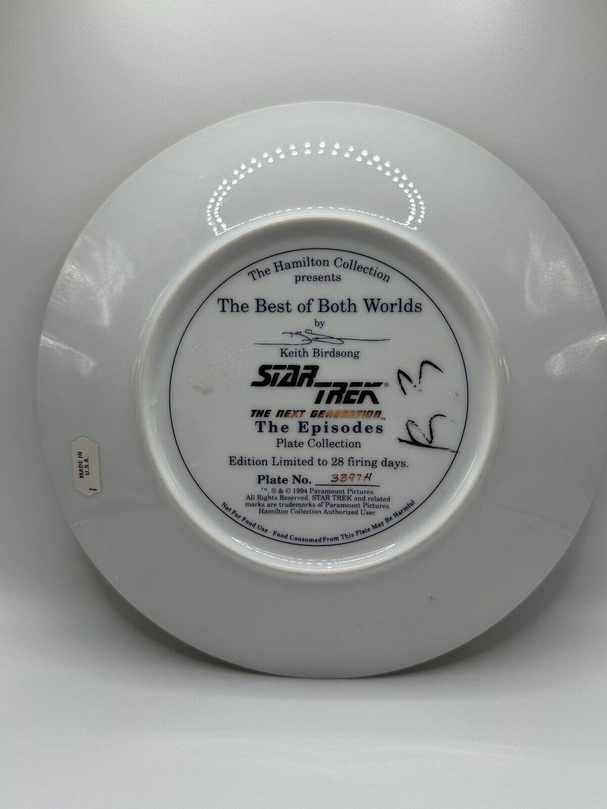 Star Trek: The Next Generation, the Best of Both Worlds, Hamilton Coll. Plate