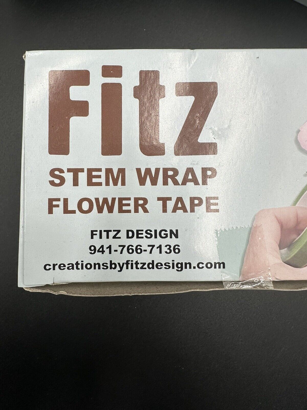 1 x Fitz Stem Wrap Flower Tape Adhesive 1/2" x 90' 12 Rolls Pack Green FT2204GR